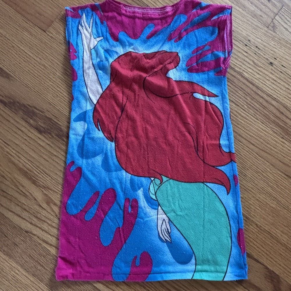Vintage 90s Rare Disney Little Mermaid Girls 4-6 All Over Print Nightgown No Tag - Picture 2 of 4